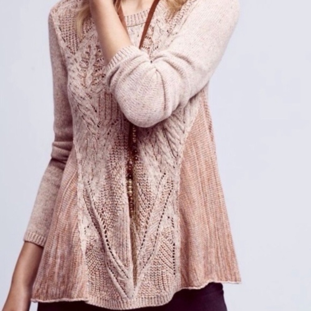 Moth Anita Blush Cable-Knit Swing Sweater